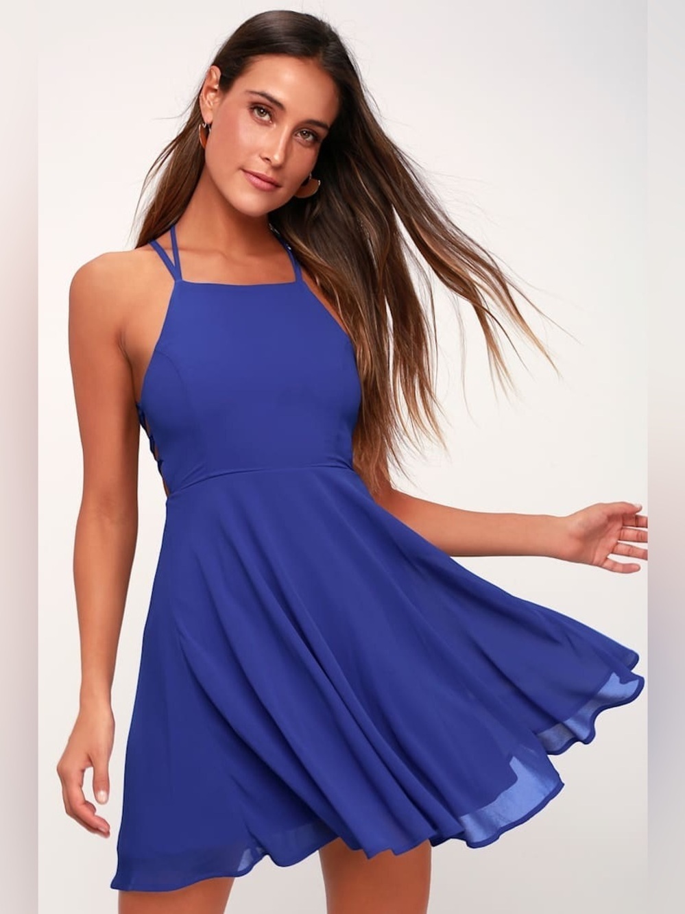 Lulus Good Deeds Royal Blue Lace-Up Dress Size XS NWT Y2K